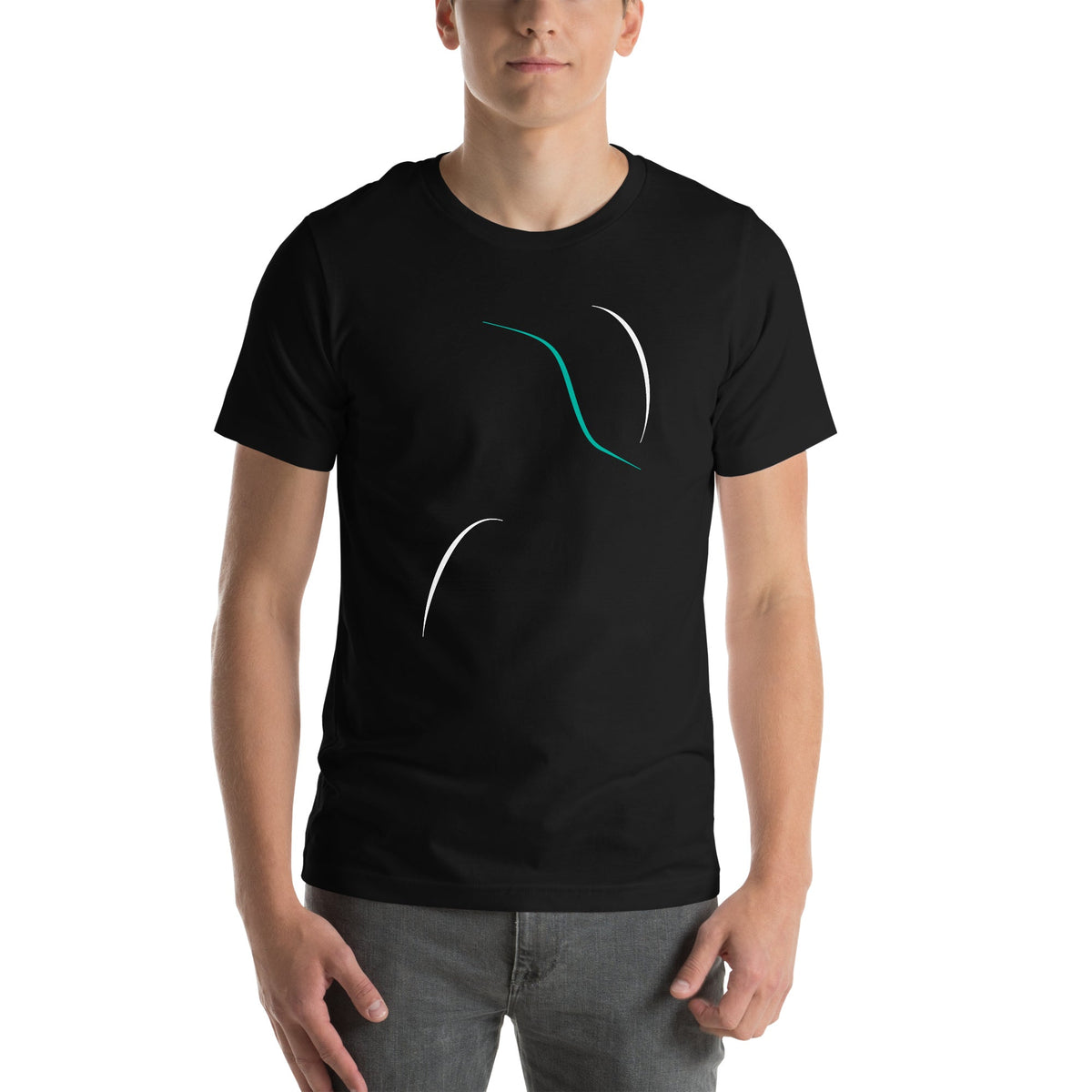 Man wearing the Billions of Bots Tee, front view