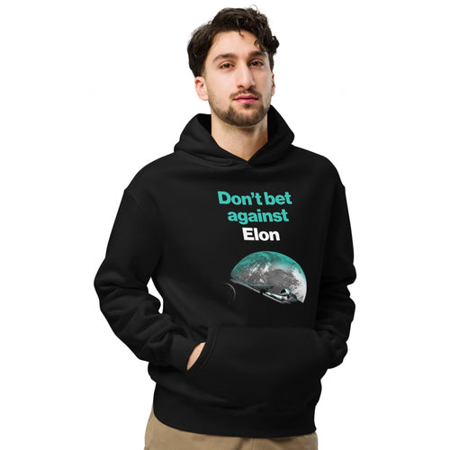 Don't Bet Against Elon Premium Hoodie unisex hoodie, black, front, close-up