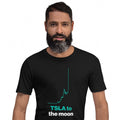 TSLA To The Moon Tee on a bearded male model, black, front